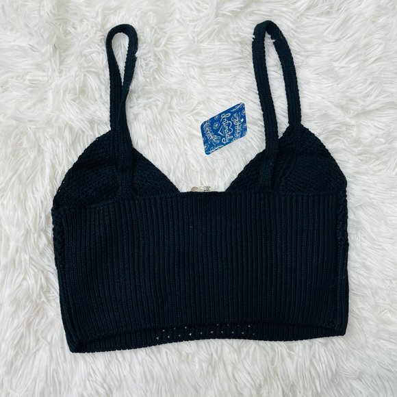 Free People You Wanna Brami Bra Cami Crop Top Black Large - Picture 4 of 7